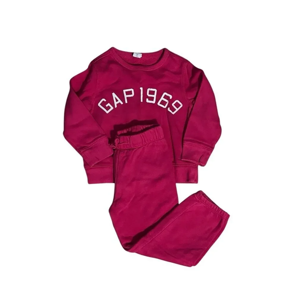 GAP Girl Pink Fleece Sweatshirt & Jogger Pants Set Sz 4